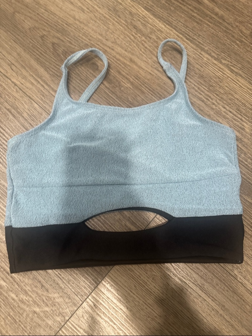 Kids Light Blue and Black Cutout Sports Bra